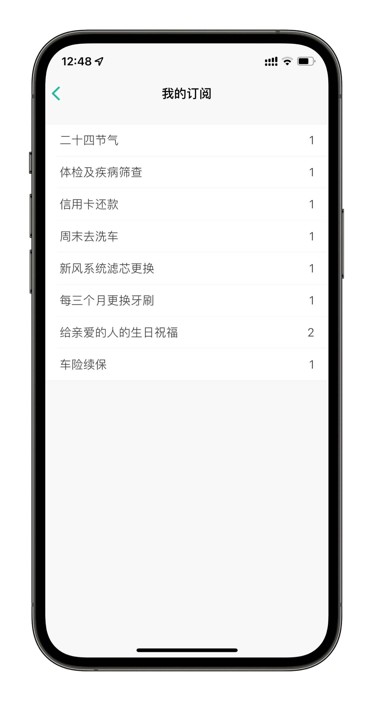 已订阅事件列表
